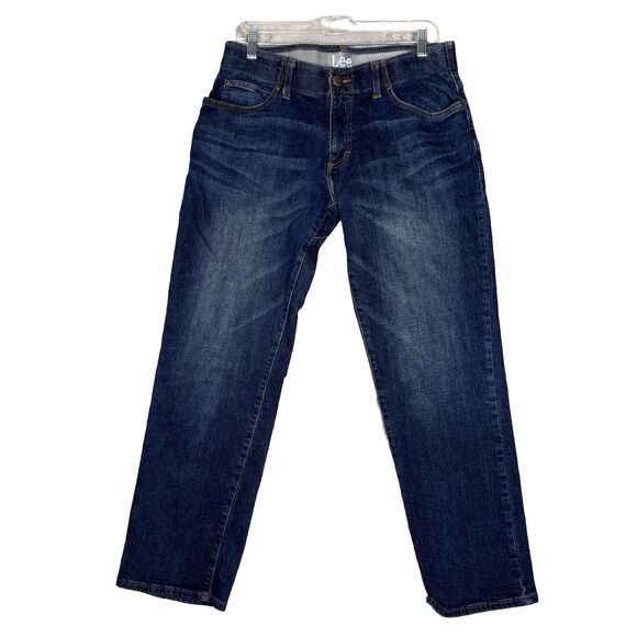 Lee Jeans Mens 33x30 Blue Straight Taper Comfort Waist‎ Everyday Casual Fading - Picture 1 of 9